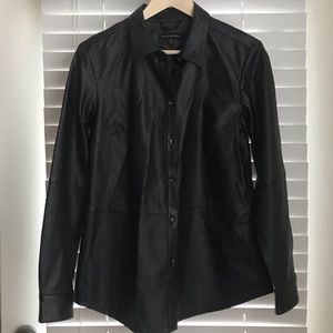 Banana Republic black faux leather shirt